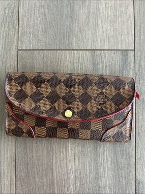 Louis Vuitton Damier Caissa Wallet with Red Trim